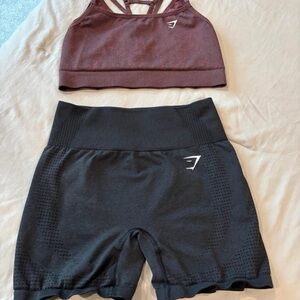 gymshark sports bra and biker shorts set